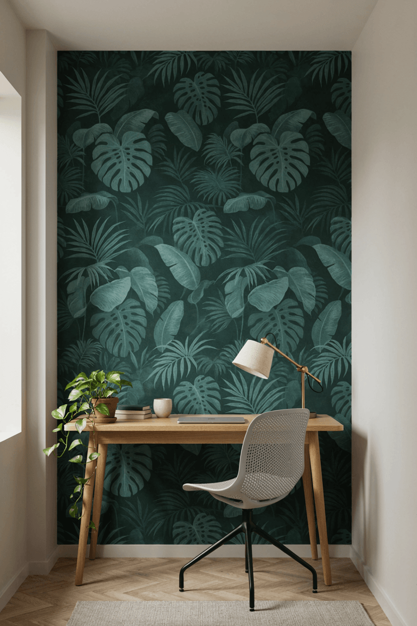 Home Office with Accent Wall – home decor idea