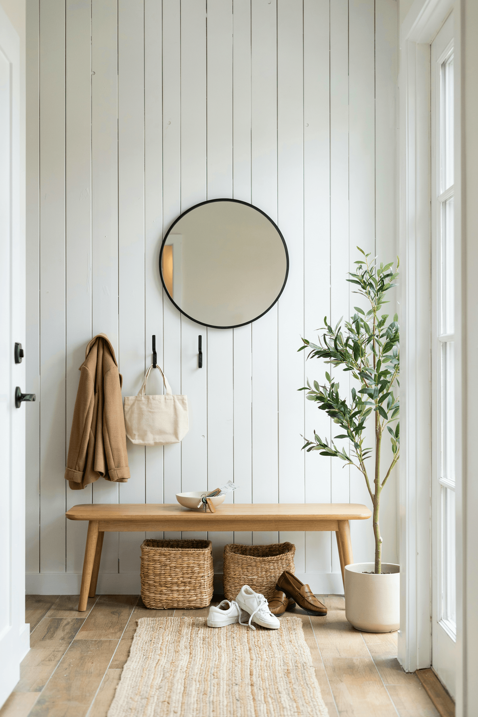 Foyer with Vertical Shiplap Wall – home decor idea