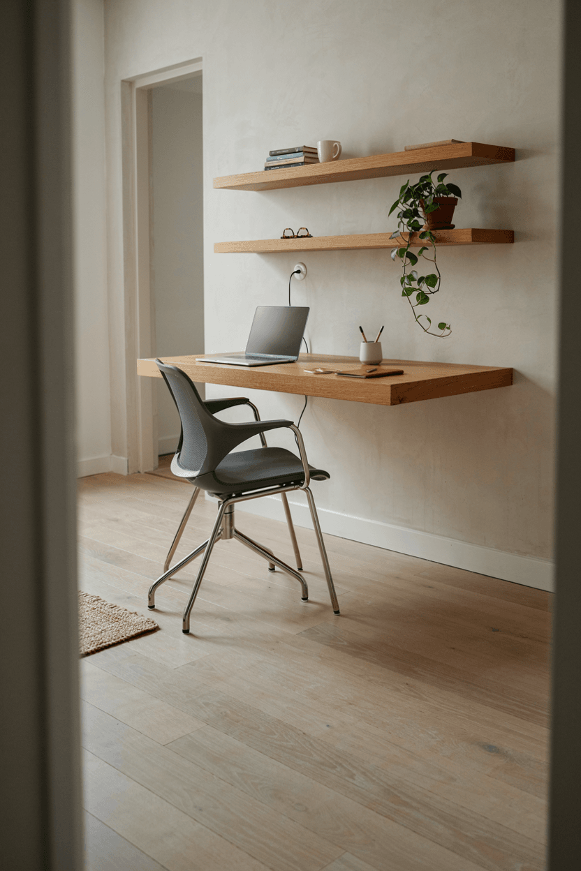 Home Office with Floating Desk – home decor idea