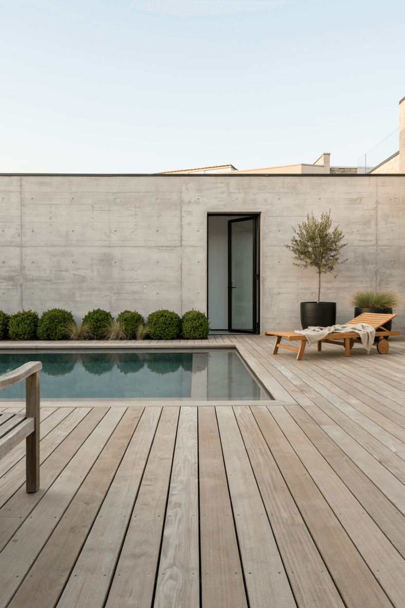 Wooden Deck Rectangle Pool Design – home decor idea
