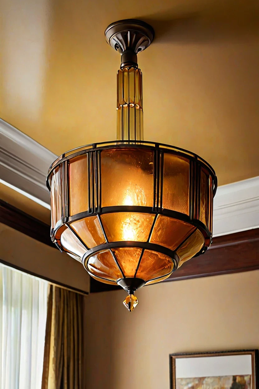Art deco tiered glass ceiling lights living room ideas for vintage focal points