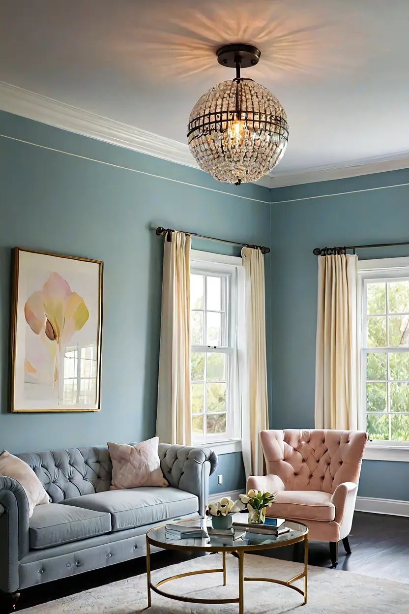 Crystal globe semi flush mount ceiling lights living room ideas for vintage glamour