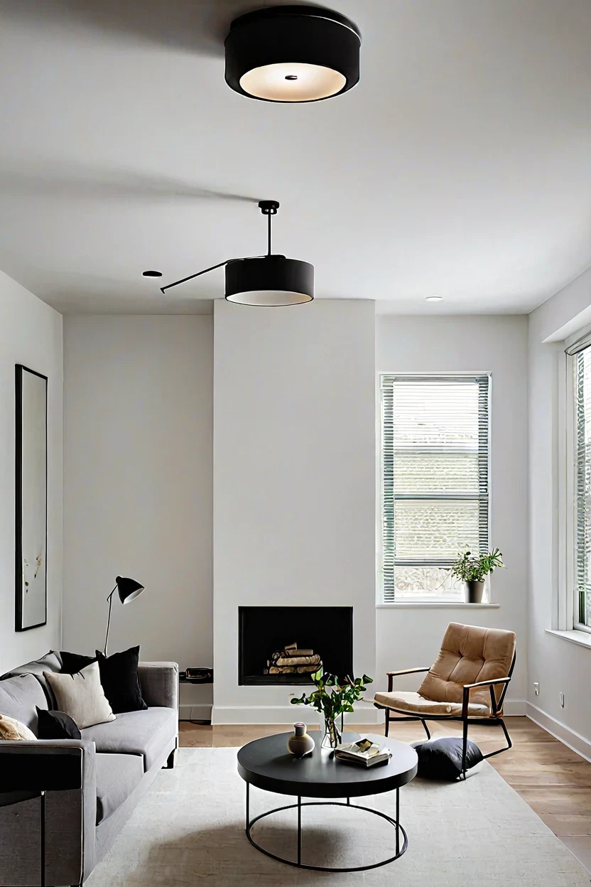 Minimalist matte black flush mount ceiling lights living room ideas for modern spaces