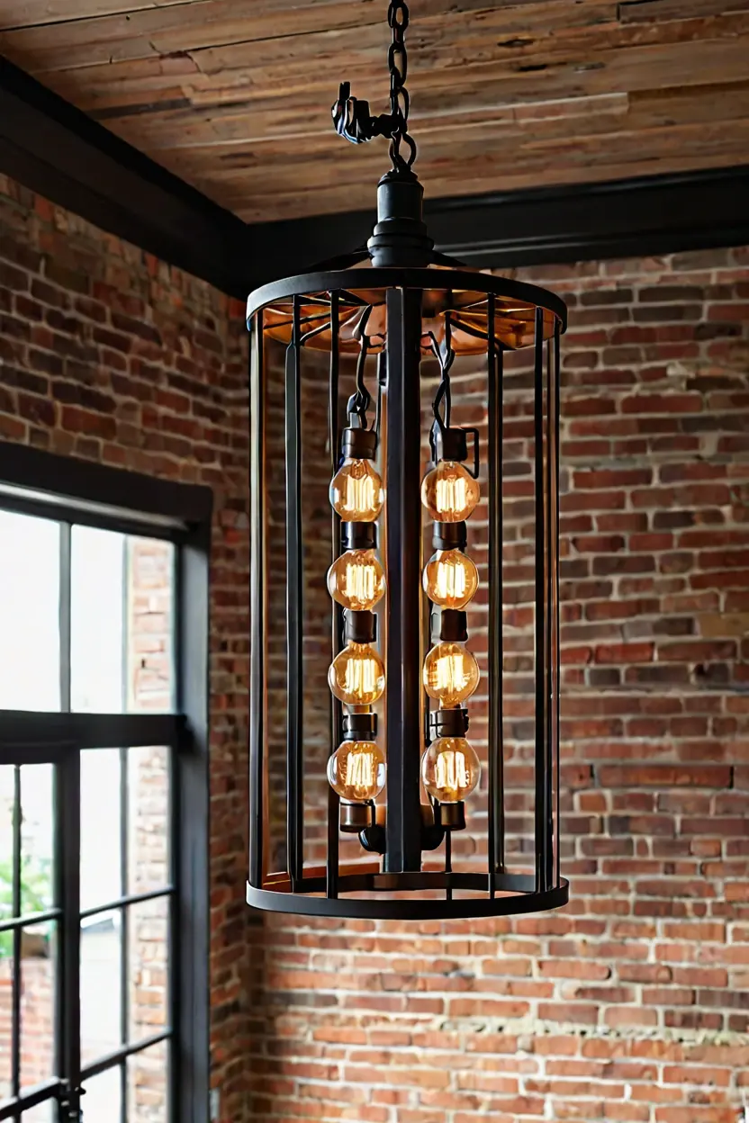 Statement black cage chandelier ceiling lights living room ideas for rustic appeal