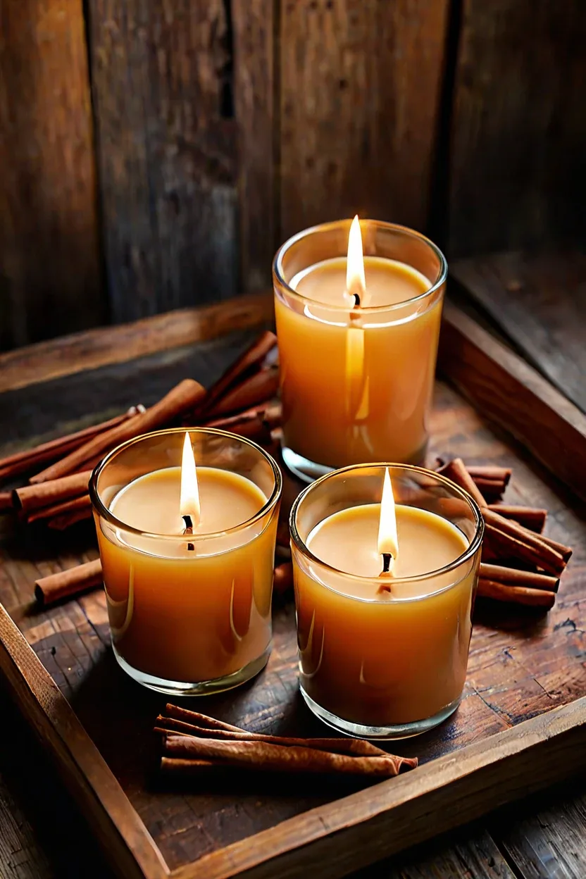 Cinnamon Scented Candle Arrangement Cinnamon scented candle arrangement for cozy fall decor ideas