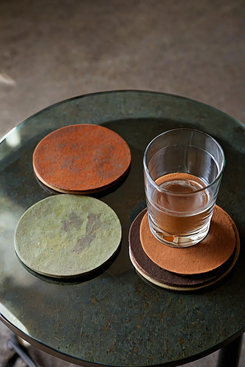 Wool Felt Coasters Set Wool felt coasters provide texture for fall decor ideas