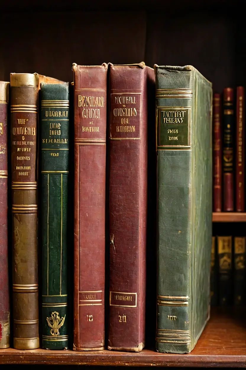 Stacked Hardcover Vintage Books Stacked vintage hardcover books with autumn spine colors for fall living room decor ideas