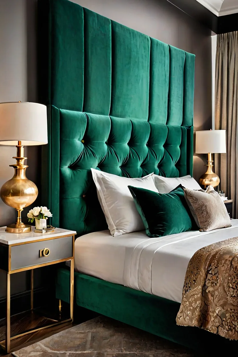 Luxurious green velvet tufted headboard ideas for sophisticated bedrooms