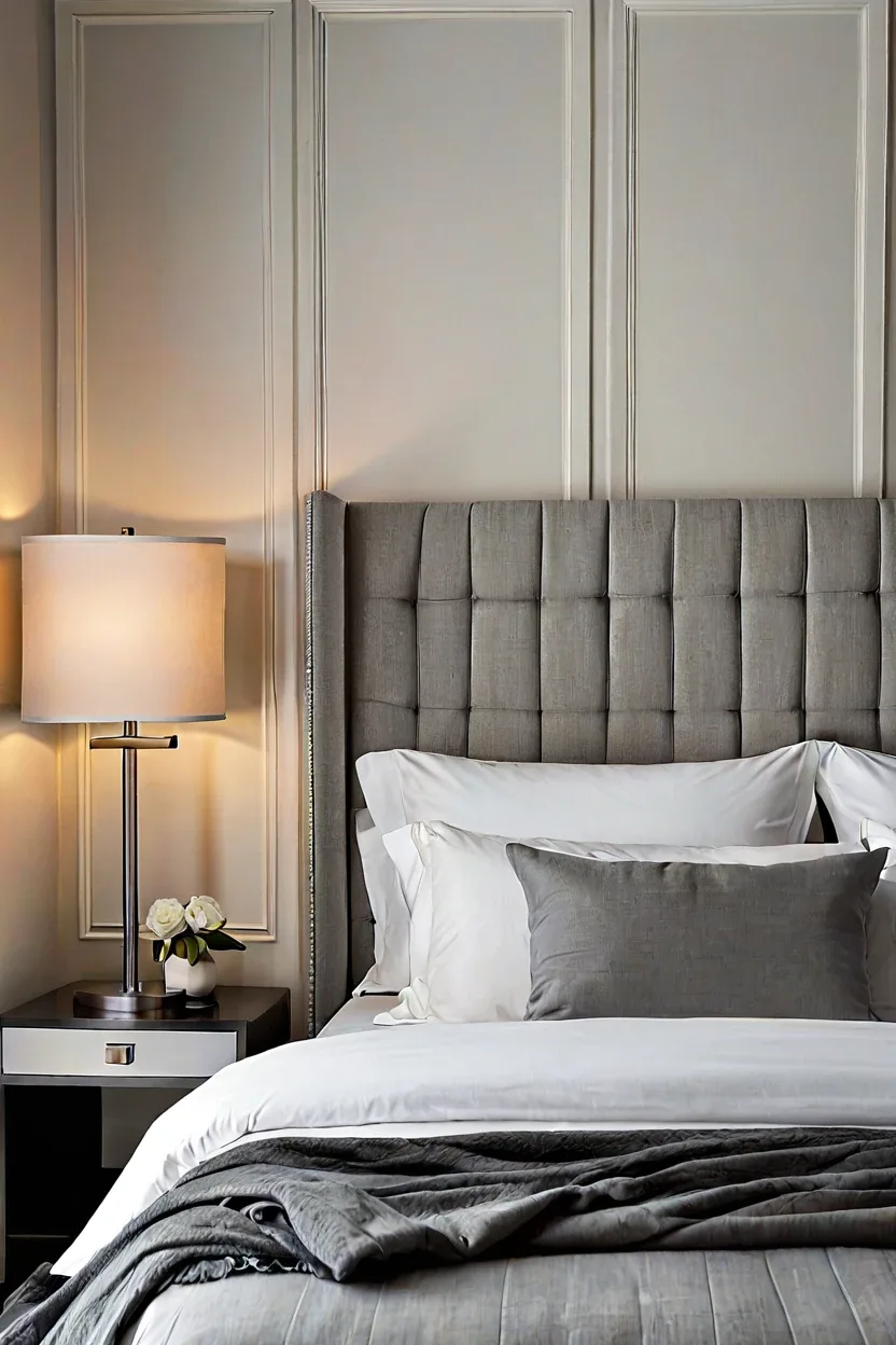 Tailored channel tufted headboard ideas for modern hotel style bedrooms