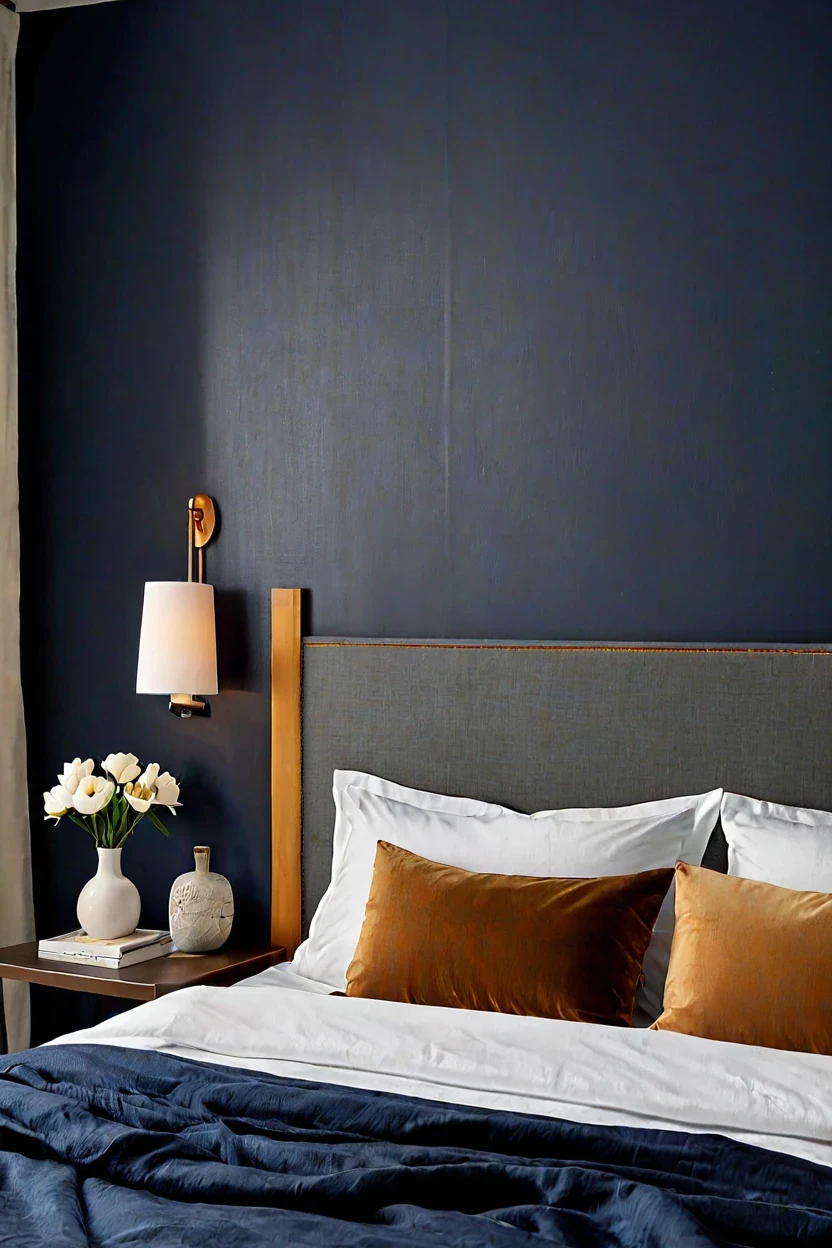 Bedroom Headboard Backlight Warm amber led strip lighting ideas outlining a bedroom headboard
