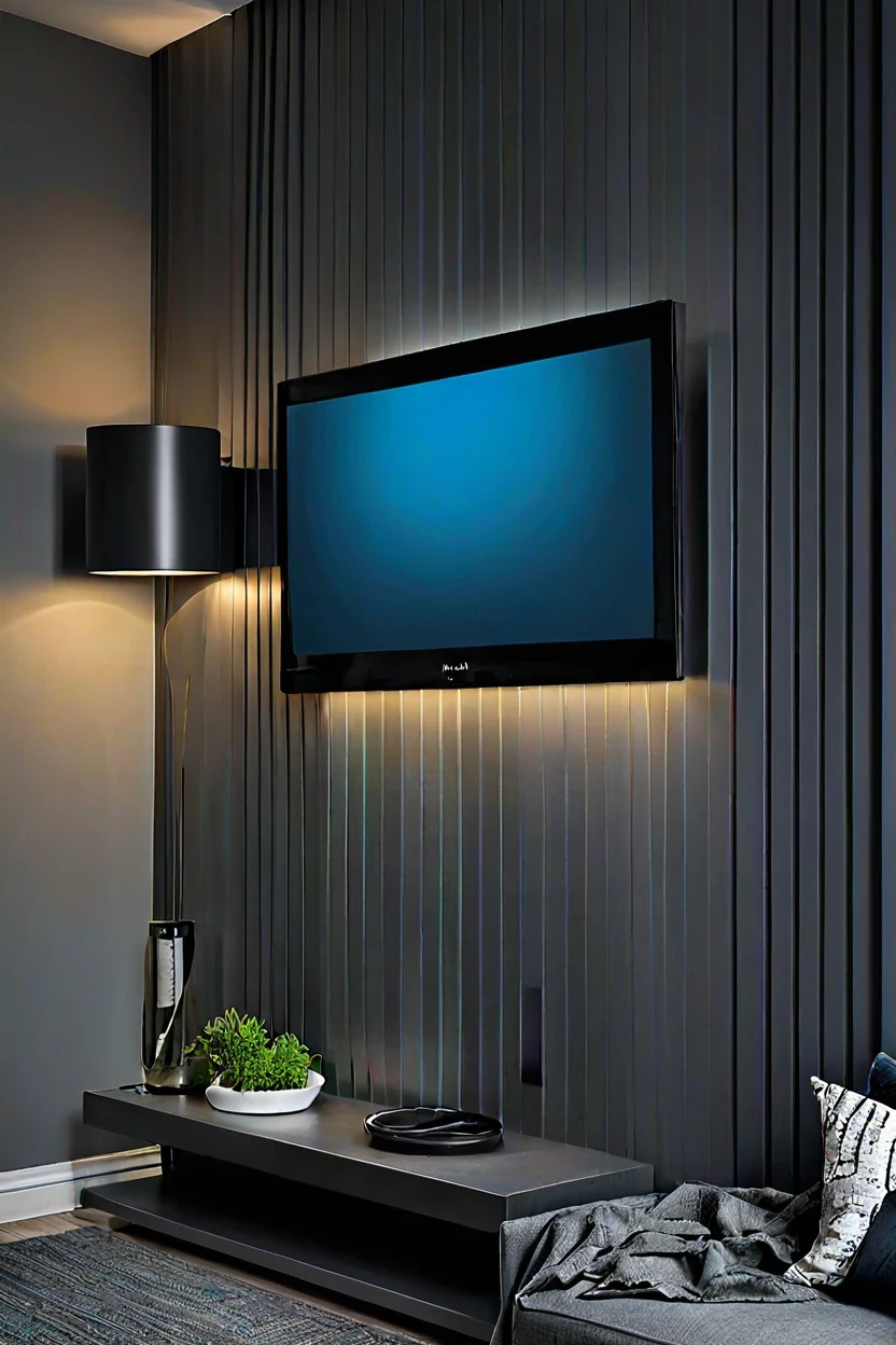 Behind Living Room TV Vibrant led strip lighting ideas mounted behind a living room television