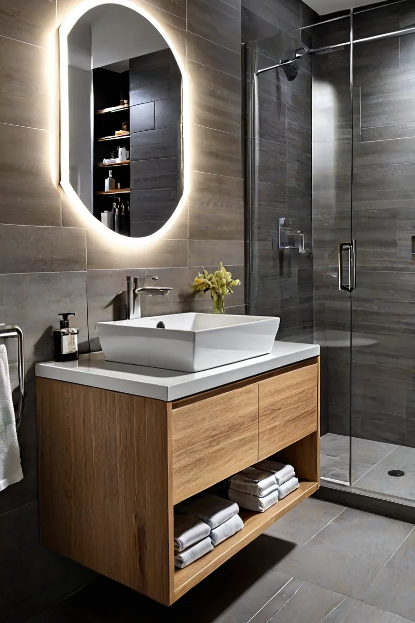 Floating Bathroom Vanity Waterproof led strip lighting ideas glowing beneath a floating bathroom vanity
