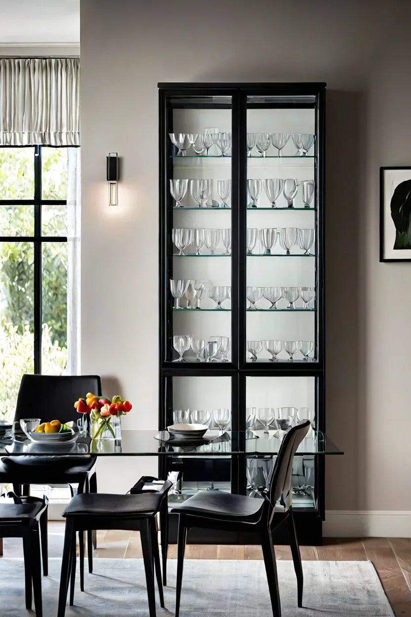 Glass Display Cabinet Warm white led strip lighting ideas illuminating a glass display cabinet