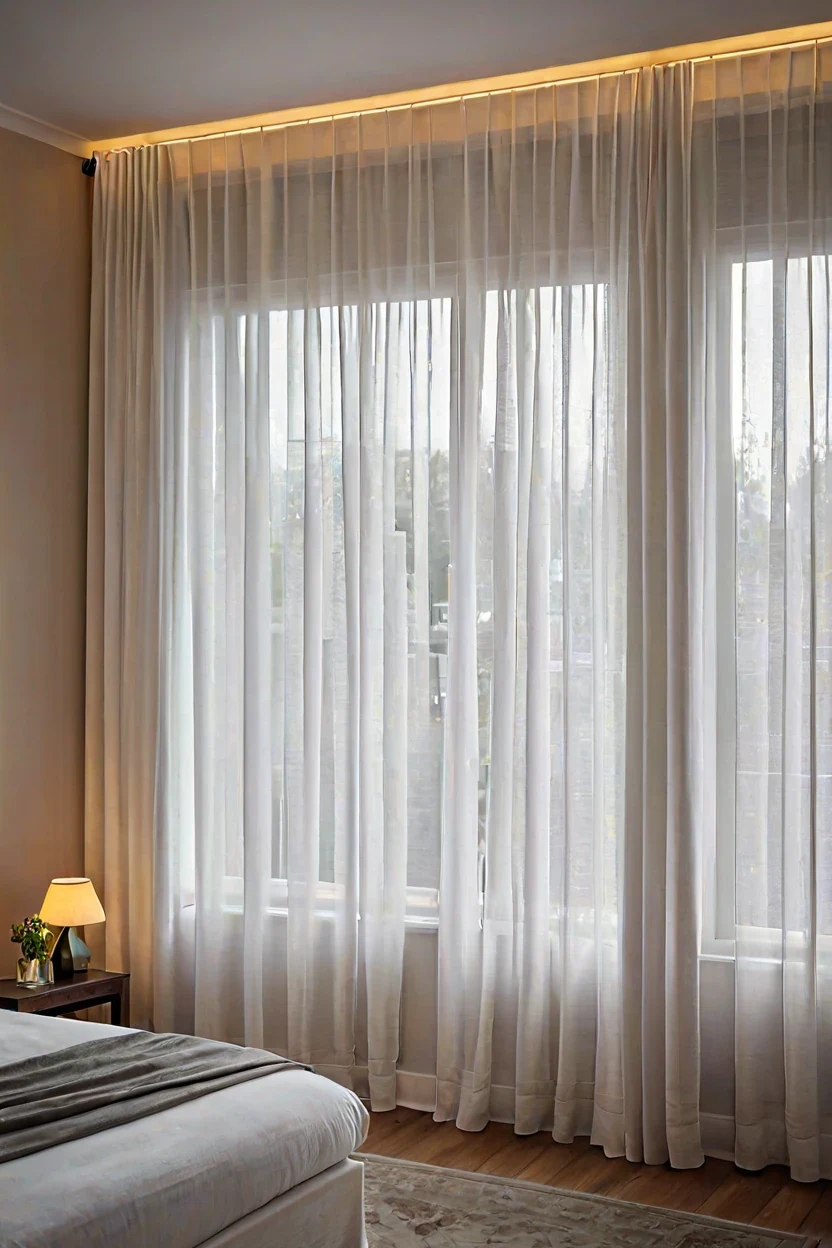 Window Valance Ambient Backlight Window valance featuring soft ambient led strip lighting ideas.