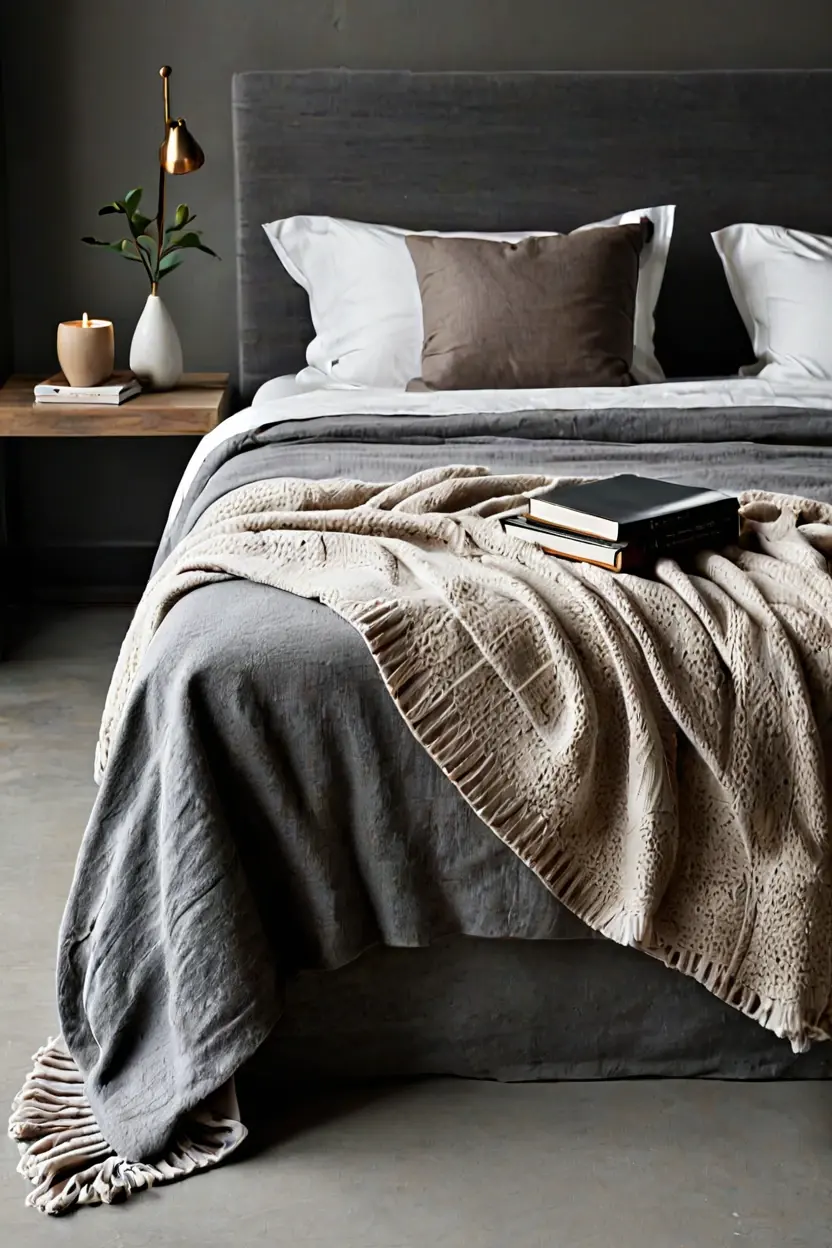 Chunky Merino Wool Throw Master bedrooms decor cozy ideas with a chunky merino wool throw blanket.