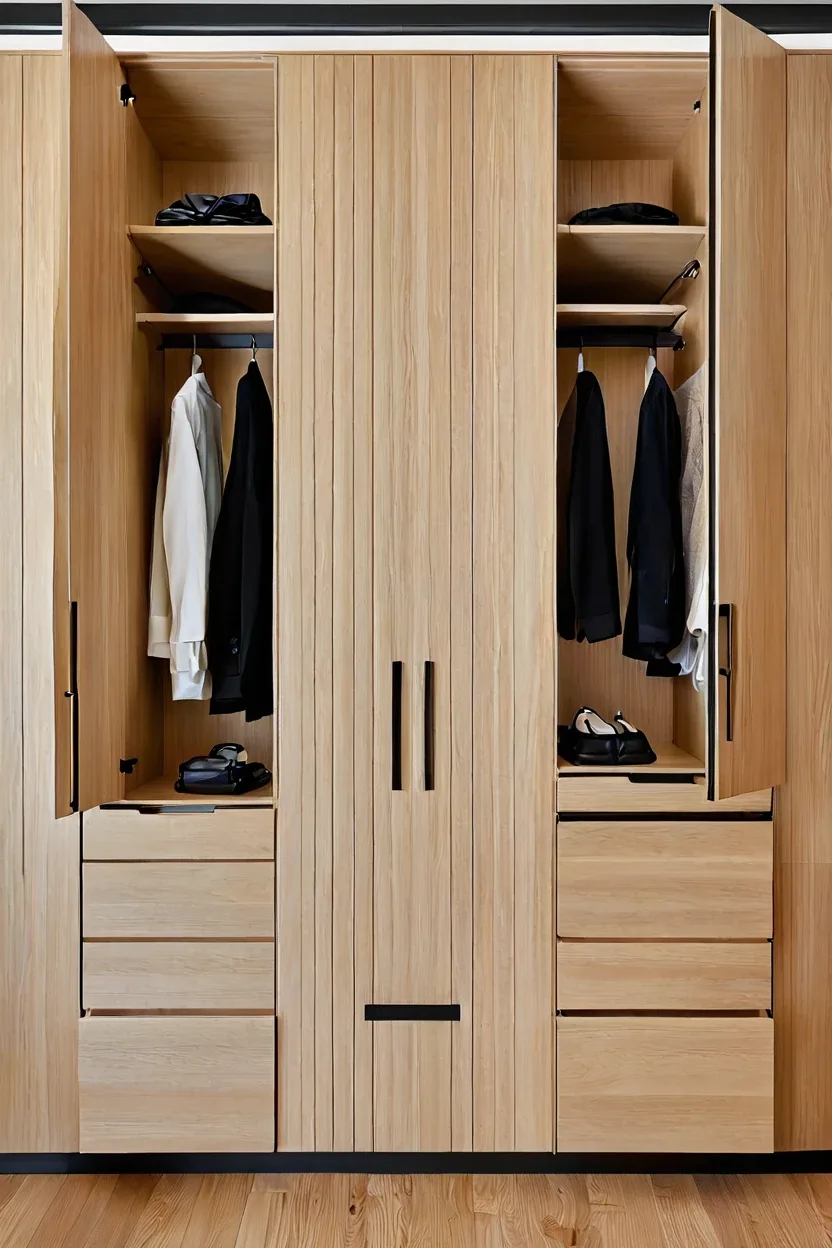 Fluted White Oak Wardrobe Fluted white oak wardrobe built for master bedrooms decor cozy ideas storage