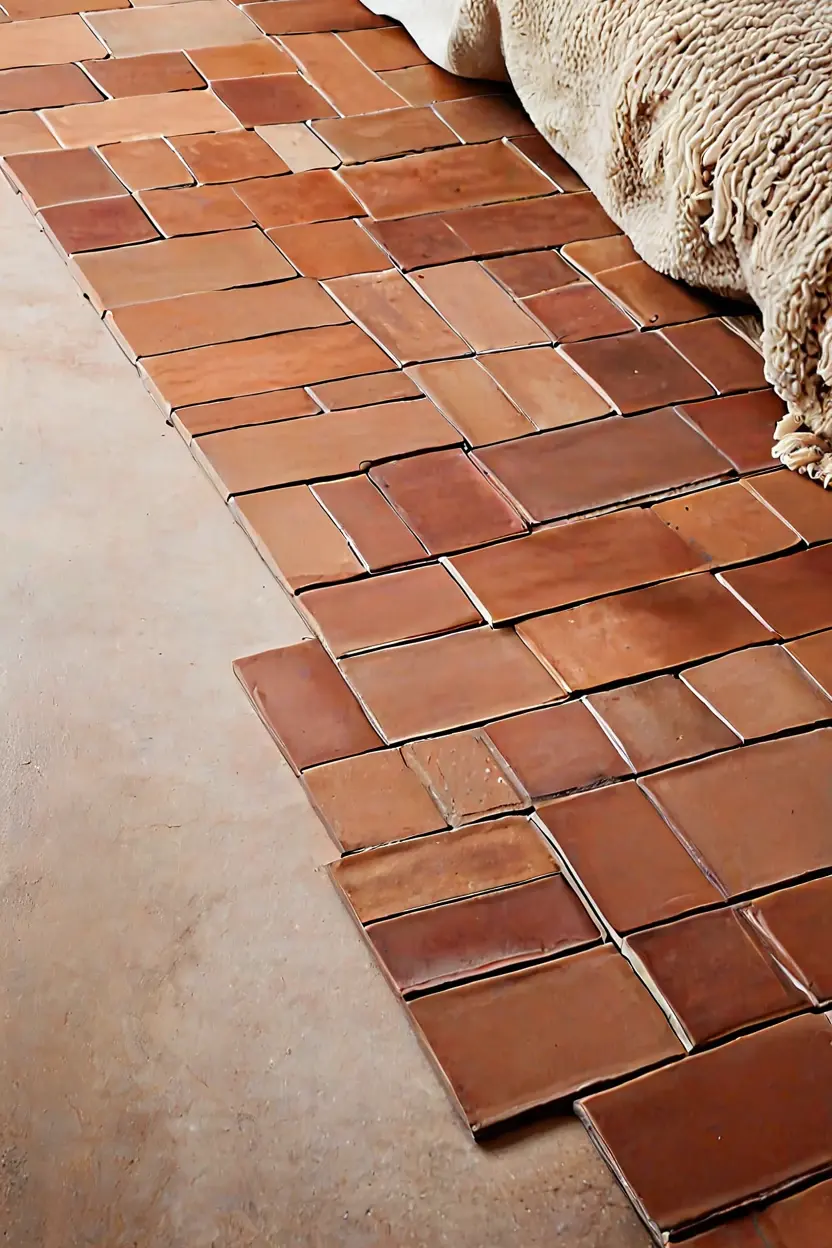Handmade Terracotta Floor Tiles Handmade terracotta floor tiles featured in master bedrooms decor cozy ideas designs