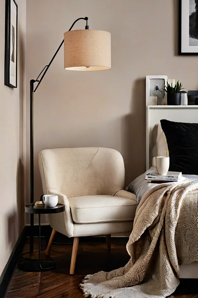 Plush Boucle Accent Chair Master bedrooms decor cozy ideas featuring a plush boucle accent chair.
