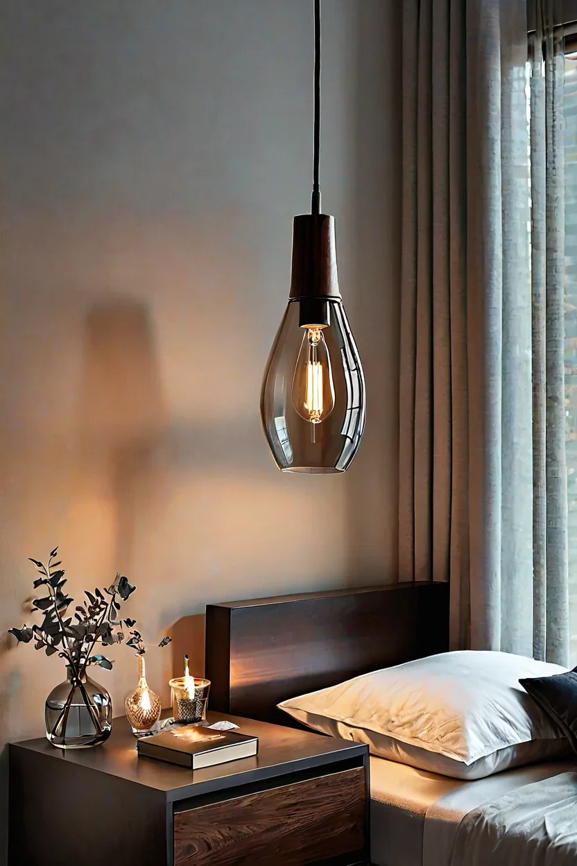 Smoked Glass Pendant Lights Smoked glass pendant lights illuminating master bedrooms decor cozy ideas spaces