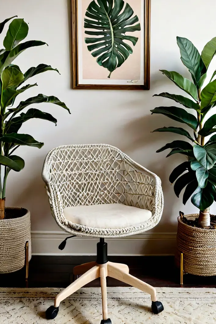 Boho Macrame Accent Desk Chair boho macrame accent desk chair for creative home office chairs ideas
