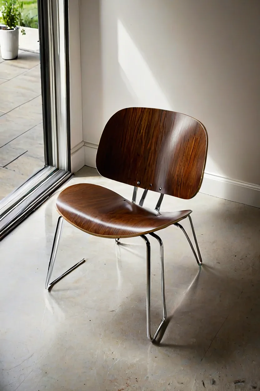 Curved Plywood Shell Chair Curved plywood shell chair representing mid-century modern office chairs ideas.