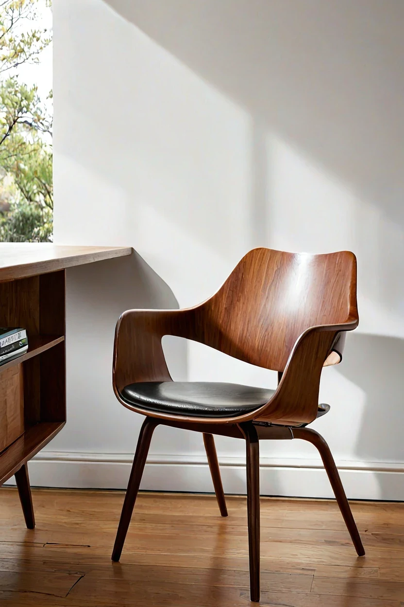 Mid-Century Walnut Task Chair mid-century walnut task chair for a stylish home office chairs ideas setup