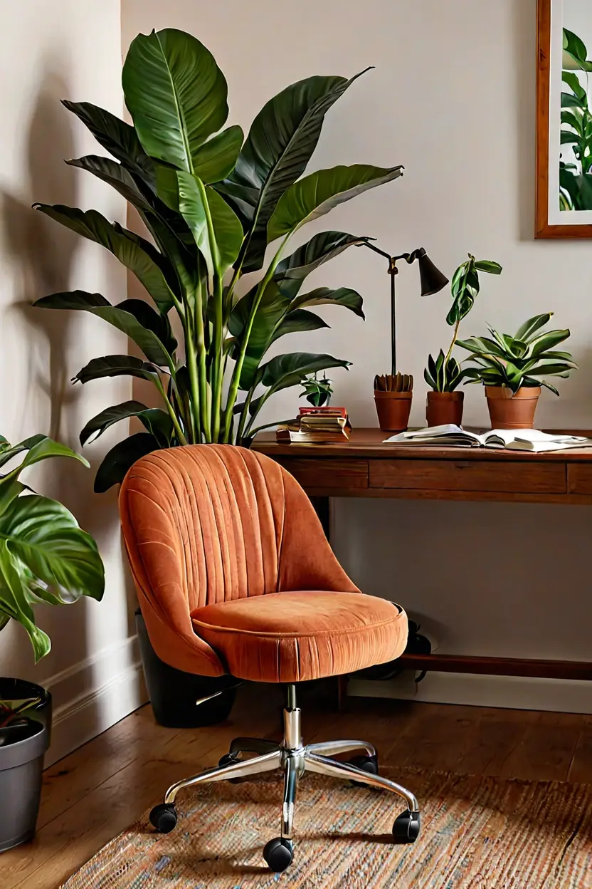 Plush Corduroy Swivel Chair Plush corduroy swivel chair featured among cozy textural office chairs ideas.