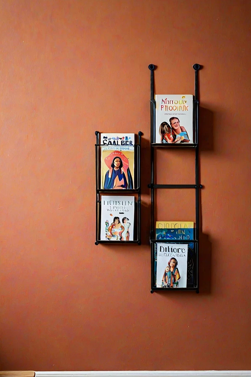 Floating book ledges used as wall art in creative small kids room ideas.