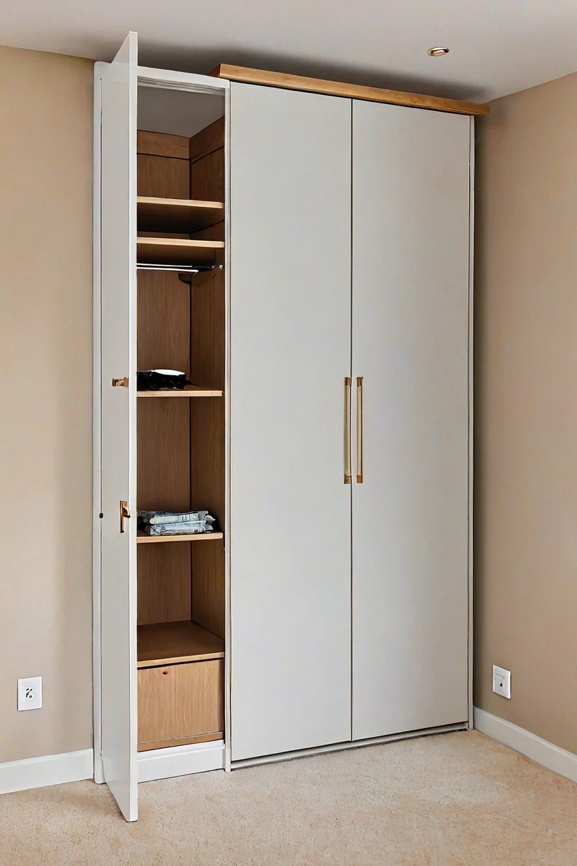 Space saving fold away bed demonstrating innovative small kids room ideas.