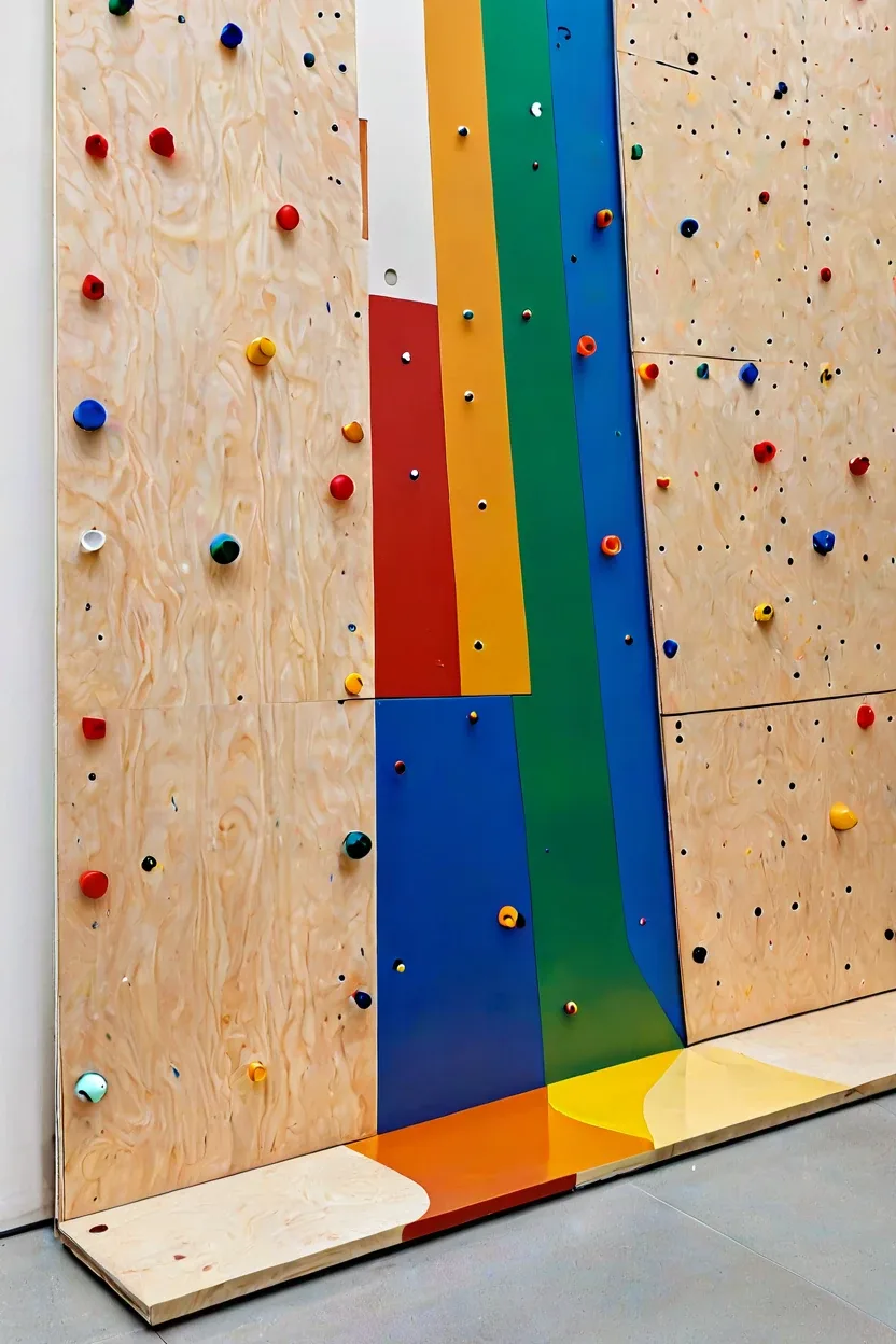 Indoor climbing wall featured in active small kids room ideas.