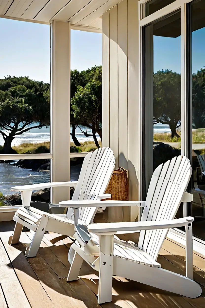 Recycled Plastic Adirondack Chairs White recycled plastic Adirondack chairs as durable sunroom furniture ideas