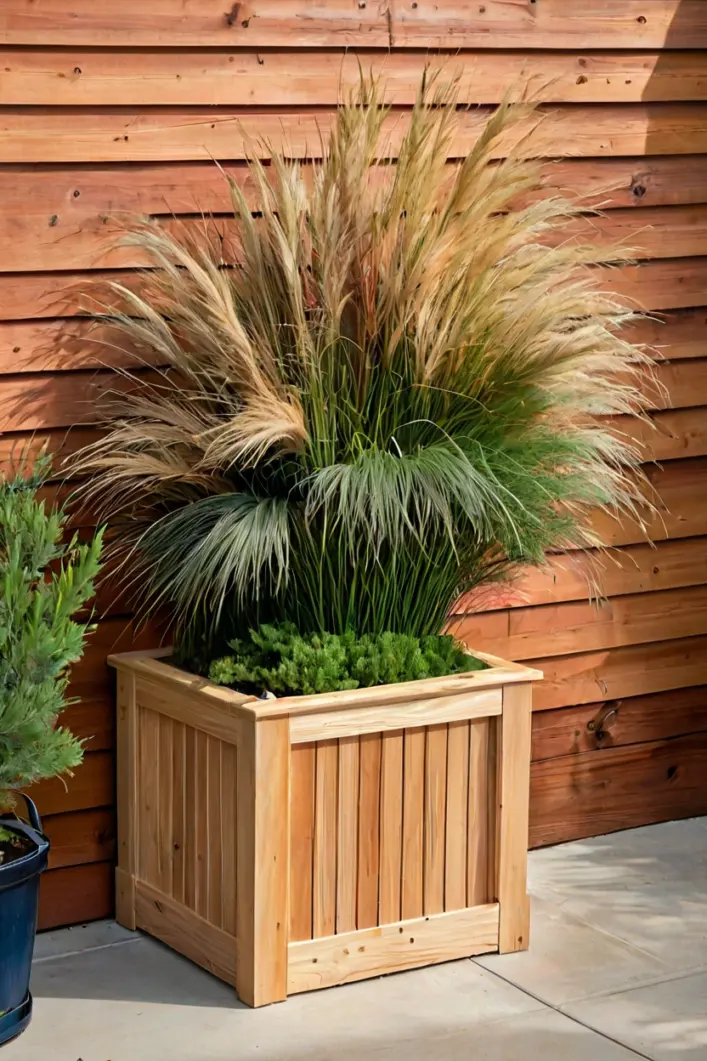 Built in Corner Planter Box Built in corner planter box utilized in functional terrace makeover ideas for greenery