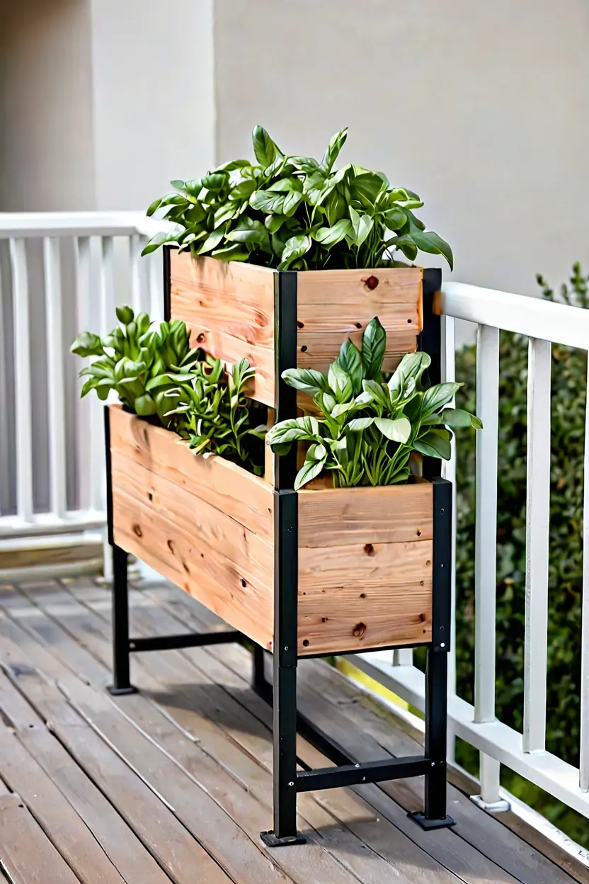 Compact Herb Box Garden Compact herb box garden showcasing functional terrace makeover ideas for cooking enthusiasts.