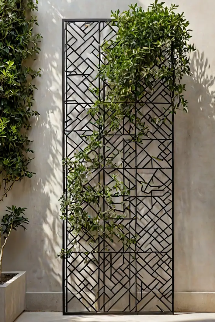 Freestanding Metal Trellis Screen Freestanding metal trellis screen highlighted in creative terrace makeover ideas for privacy
