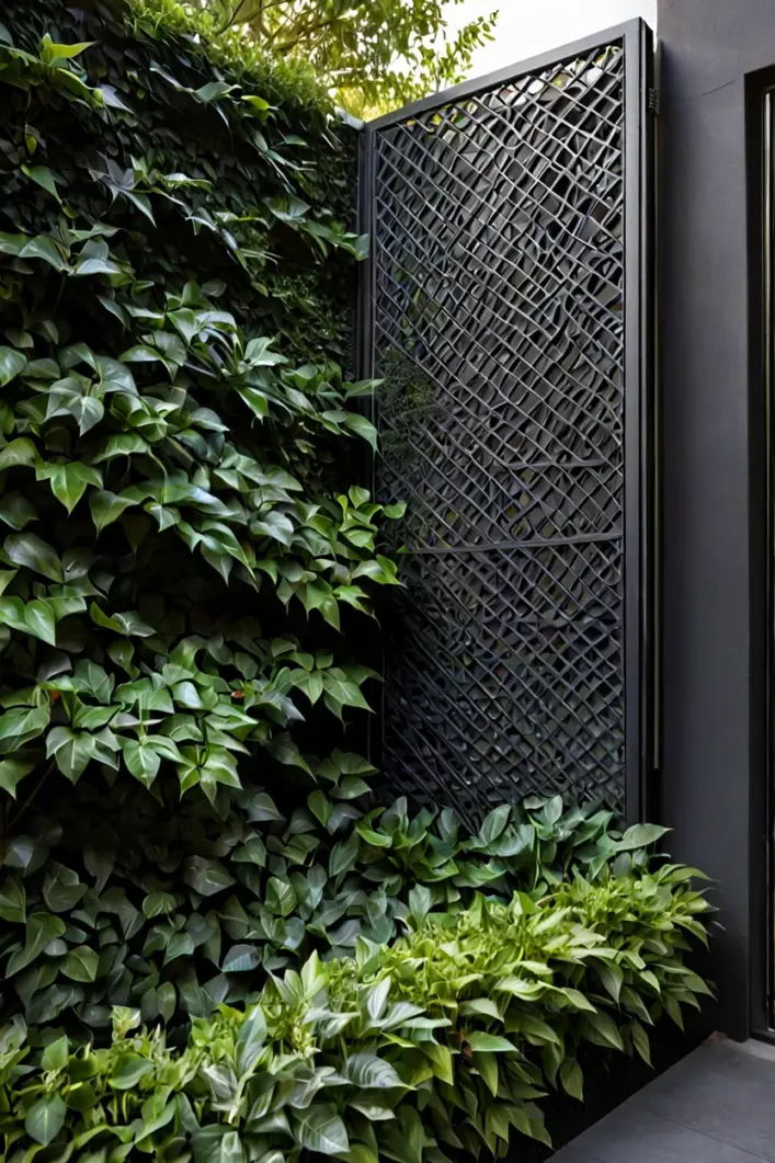 Geometric Steel Privacy Screen Terrace makeover ideas showcasing a modern geometric steel privacy screen for outdoor spaces.