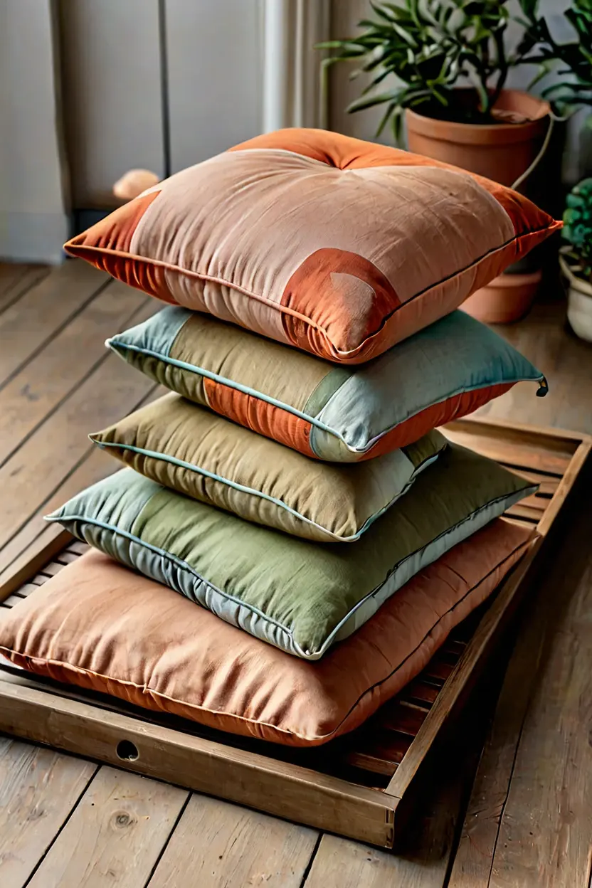 Low Profile Floor Cushions Low profile floor cushions featured in casual terrace makeover ideas for cozy seating