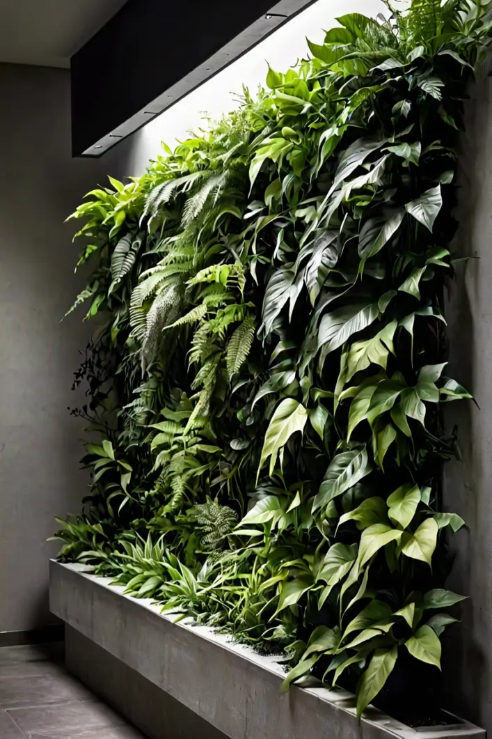Lush Vertical Garden Wall Lush vertical garden wall installation showcasing creative terrace makeover ideas for compact spaces.