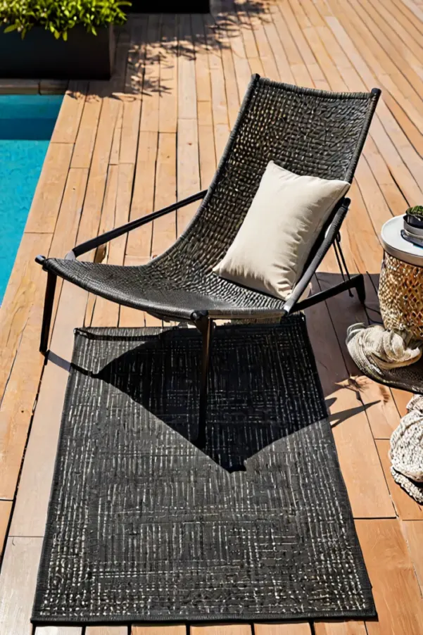 Outdoor Outdoor Rug Layering Layered outdoor rug featured in stylish terrace makeover ideas to define seating areas.