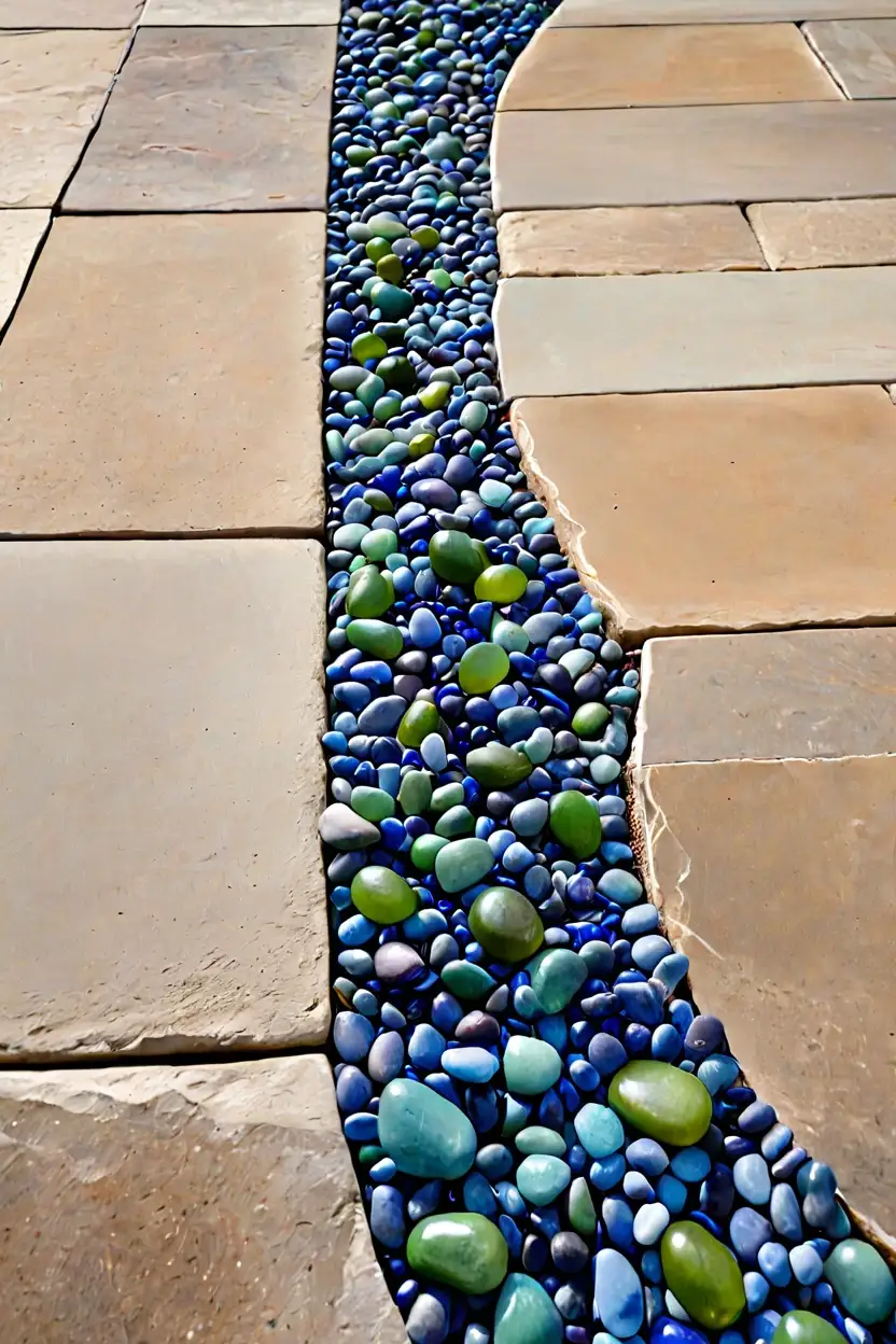 Recycled Glass Pebble Bed Recycled glass pebble bed featured in eco friendly terrace makeover ideas for modern styling