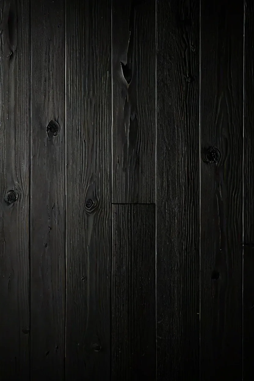 Charred Shou Sugi Ban Charred Shou Sugi Ban timber creating dramatic contrast in bold wooden floor styling ideas